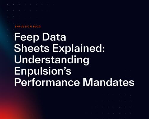 ENPULSION blog cover image titled 'FEEP Data Sheets Explained: Understanding Enpulsion’s Performance Mandates' with a dark gradient space background